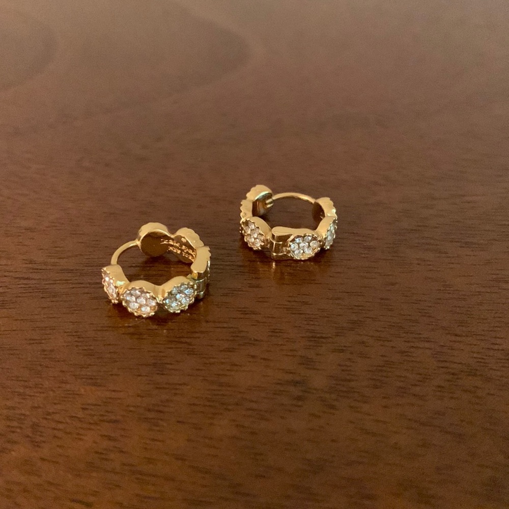 Kate Spade gold gatsby dot huggies earrings